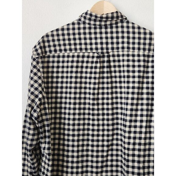 H&M LOGG blue cream plaid XL mens reg‎ fit button flannel shirt grunge 90s 2000s - Picture 2 of 6